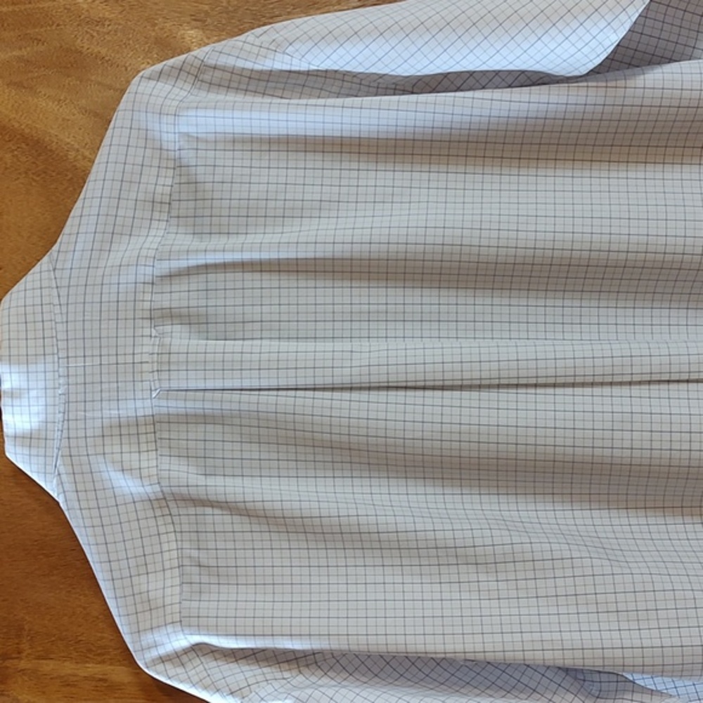 Roundtree & Yorke Gold Label Non-Iron Shirt White Blue Plaid 100% Cotton 15½/33 - Picture 6 of 12
